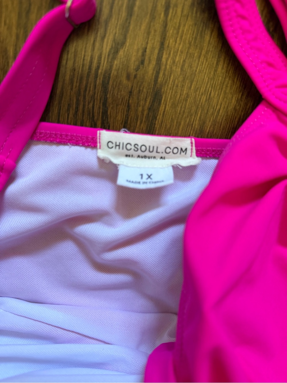 Women’s Pink Swimdress with Shelf Bra 1x - Picture 2 of 3